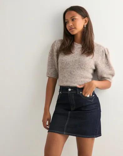 Only - Blå - Onljuicy Hw Western Short Skirt Dnm 