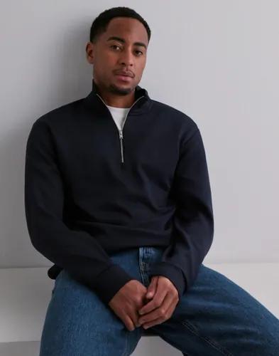 Selected Homme Slhemanuel Soft Zip High Neck Sweat Half zip Blå 