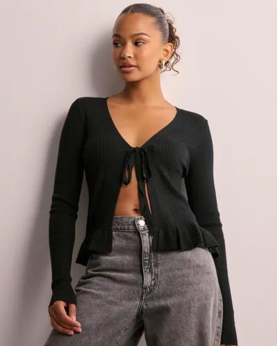 Vero Moda - Svart - Vmglory Ls Tie Peplum Cardigan Ga B 