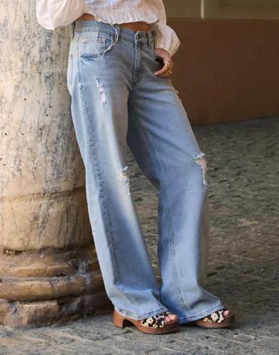 Nelly - Blå - Low Waist Loose Jeans 