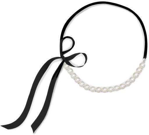 Halsband PEARL ELEGANCE med pärlor och satinband 