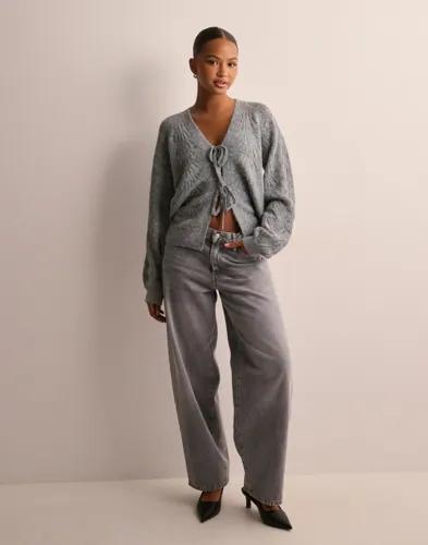 OBJECT - Grå - Objflora Re L/S Knit Cardigan Noos 