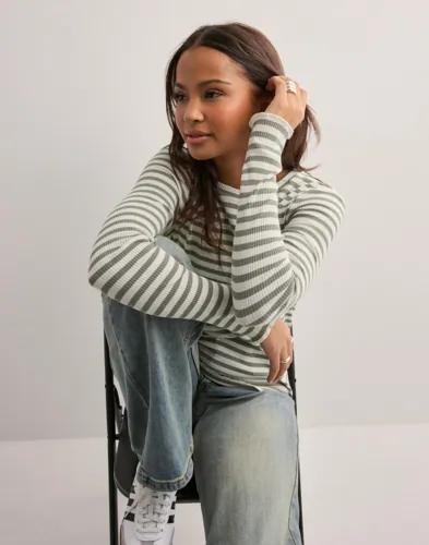 Selected Femme - Rutigt/Randigt - Slfanna Ls Crew Neck Tee Str Noos 