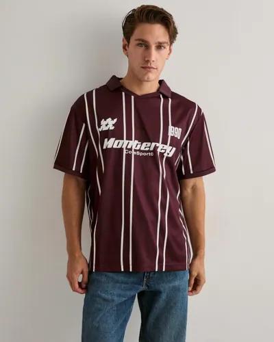 Jack & Jones Jcosignal Stripe Mesh V-Neck Collar T-shirts med tryck Röd 