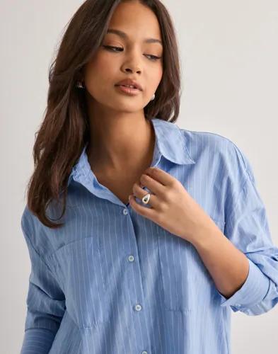 Pieces - Blå - Pcmelia Ls Loose Shirt Wvn Noos Bc 