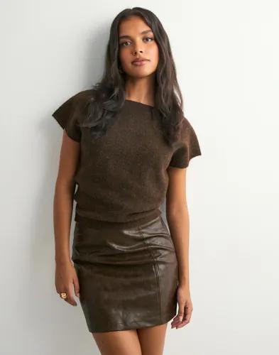 Only - Brun - Onleverle Hw Faux Leather Skirt Pnt 