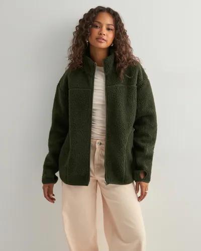 Pieces - Grön - Pcsadia Ls Teddy Jacket Noos Bc 
