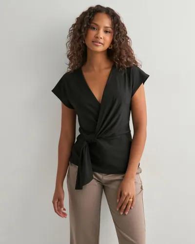 Only - Svart - Onlsilja S/L Twist Top Jrs 