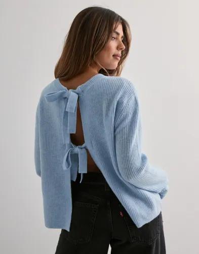 Pieces - Blå - Pcsilly Ls Reversible Tie Knit Noos 