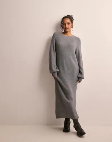 OBJECT - Grå - Objditte Re L/S Knit Midi Dress Noo 