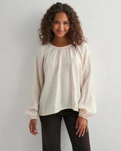 Pieces - Vit - Pcjemma Ls O-Neck Blouse Jrs D2D Pp 