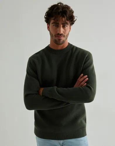 Selected Homme Slhdane Ls Knit Structure Crew Neck Stickade tröjor Grön 