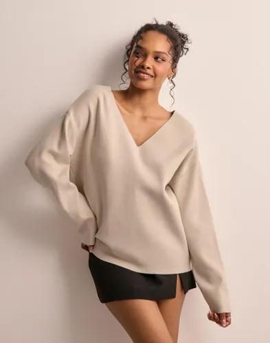 OBJECT - Beige - Objreynard V-Neck Pullover Noos 