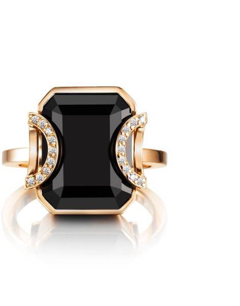 Efva Attling Little Magic Star Ring - Onyx. 17.50 MM - GULD 