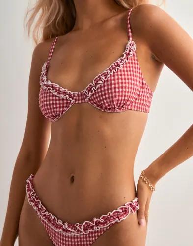 Nelly - Röd - Frill Check Bikini Bra 