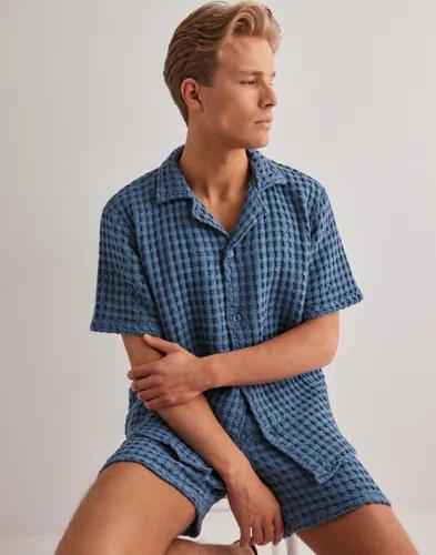 OAS Cuba Waffle Shirt Gröna skjortor Blå 