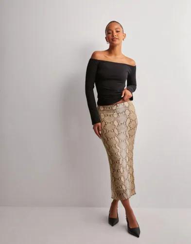 Nelly - Beige - Mesh Midi Skirt 