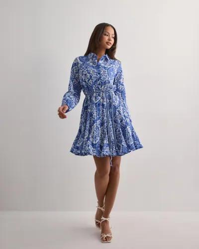Only - Blå - Onllumina L/S Short Dress Wvn Noos 