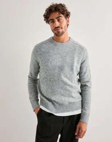 Selected Men Slhrai Ls Knit Crew Neck Stickade tröjor Grå 