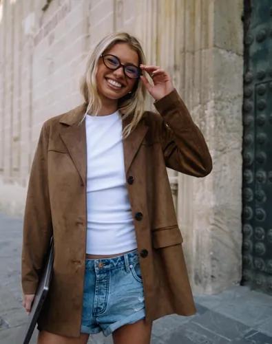 Only - Brun - Onltulip Faux Suede Blazer Coat Otw 