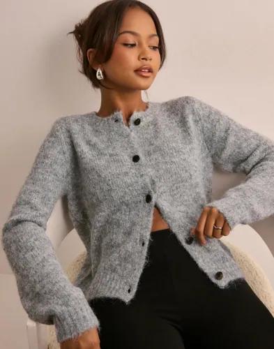 Vero Moda - Grå - Vmnovah Ls O-Neck Button Cardi Ga N 