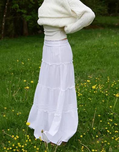Nelly - Vit - Long Summer Skirt 