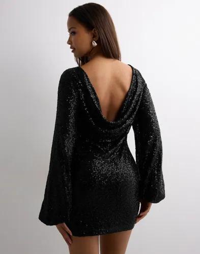 Nelly - Svart - Sparkling Cowlneck Dress 