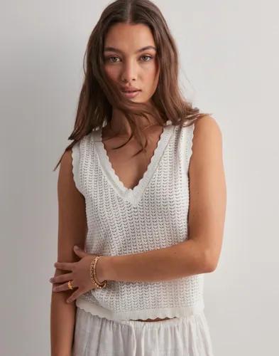Pieces - Vit - Pcscout Sl V-Neck Reversible Knit B 