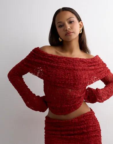 Nelly - Röd - Romantic Lace Off Shoulder Top 