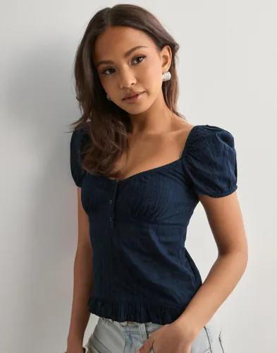 Nelly - Blå - Bottom Frill Blouse 
