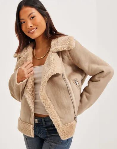 Noisy May - Beige - Nmsherri L/S Biker Jacket 