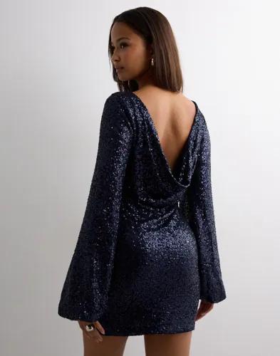Nelly - Blå - Sparkling Cowlneck Dress 
