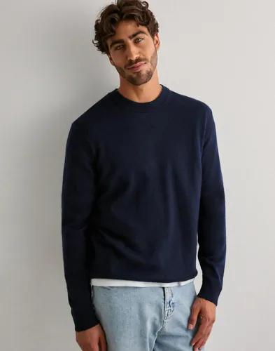 Selected Men Slhtray Merino Brushed Relaxed Crew Sweatshirts Blå 