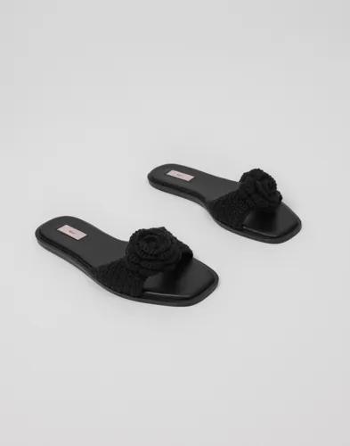 Nelly - Svart - Floral Crochet Sandal 