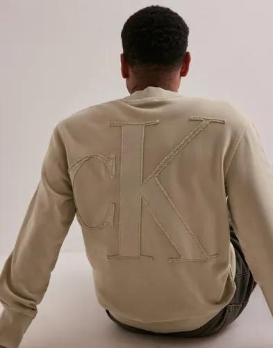 Calvin Klein Jeans Bold Washed Applique Crew Neck Sweatshirts Beige 