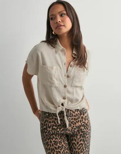 Pieces - Beige - Pcpia Ss Tie Shirt Wvn Noos 