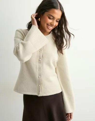 Neo Noir - Vit - Mixie Knit Cardigan 