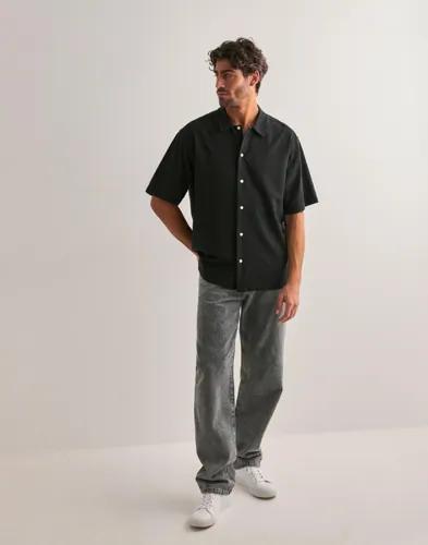 Woodbird WBBanks Linen Shirt Kortärmade skjortor Svart 
