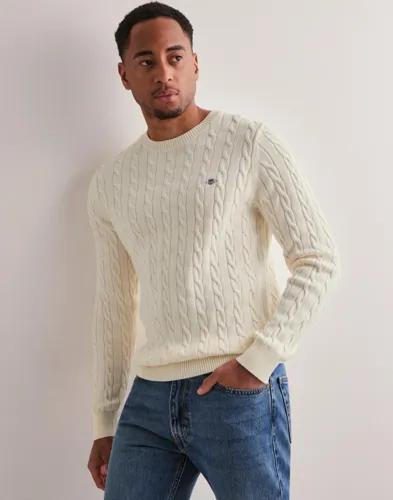 1682 Cotton Cable C-Neck Stickade tröjor Vit 