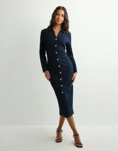 Only - Blå - Onlcaitlin Ls Dnm Dress Bj 