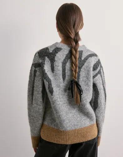 OBJECT - Grå - Objrabu Knit L/S Re Pullover 134 