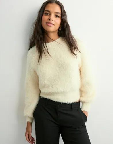 Only - Beige - Onllulu Ls Rib Short O-Neck Cc Knt 