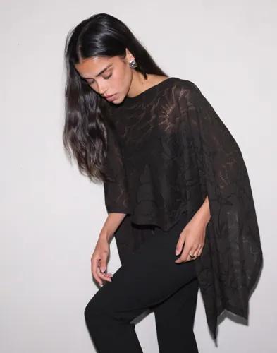Nelly - Svart - Knit Lace Poncho 