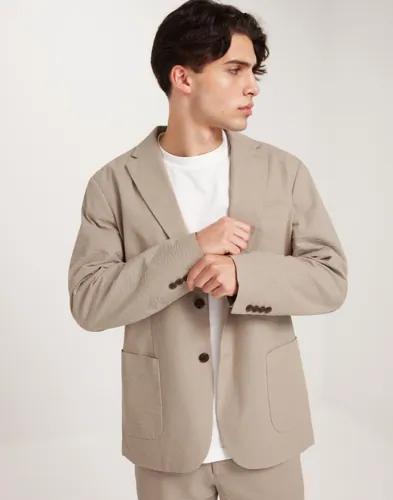 Selected Men Slhreg-Smith Seersucker Blz Kavajer Beige 