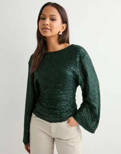 Nelly - Grön - Glitter Volume Sleeve Top 