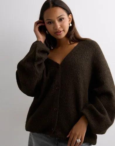 Nelly - Brun - Volume Knit Cardigan 