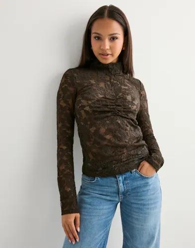 Vero Moda - Brun - Vmneline Ls High Neck Top Jrs Ga 