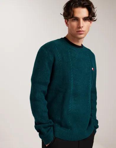 Tommy Jeans Tjm Slim Cable Knit Cneck Stickade tröjor Grön 