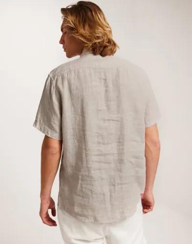 Selected Men Slhregkylian-Linen Shirt Ss Classic Linneskjortor Beige 