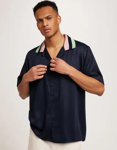 J Lindeberg Skala SS Knit Collar Shirt Kortärmade skjortor Blå 